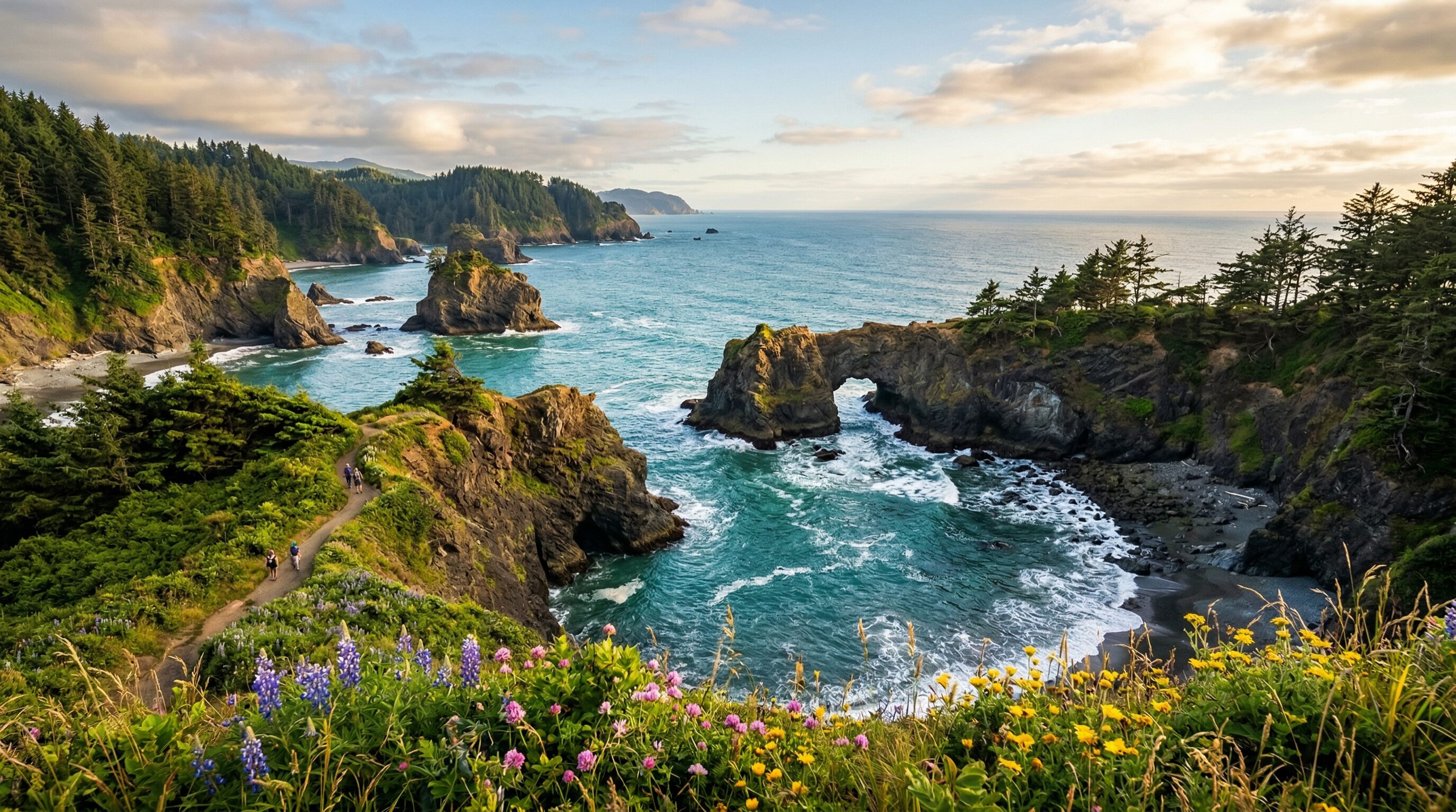 Brookings Oregon coastline with dramatic cliffs along the Samuel Boardman Scenic Corridor